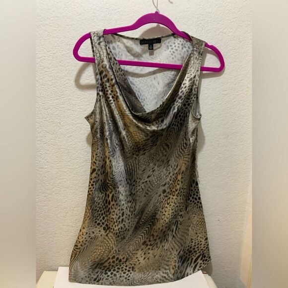 Lafayette 148 animal print cowl neck belted silk sleeveless blouse size 8 - Picture 1 of 7